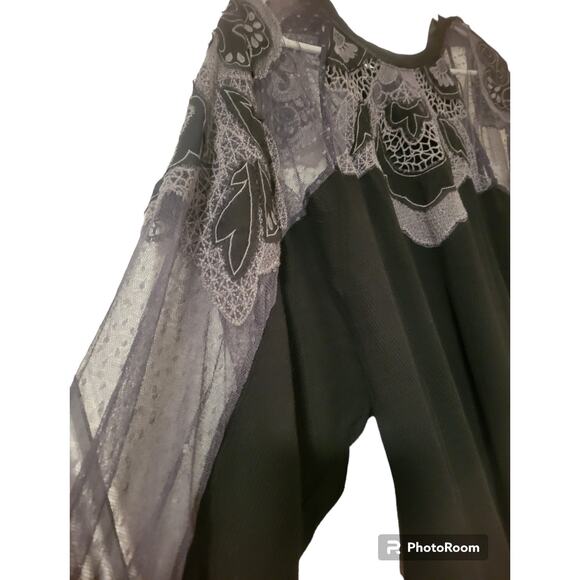 Free People Toni Top BoHo Sheer Mesh Slouch Fit Size S - Picture 5 of 7